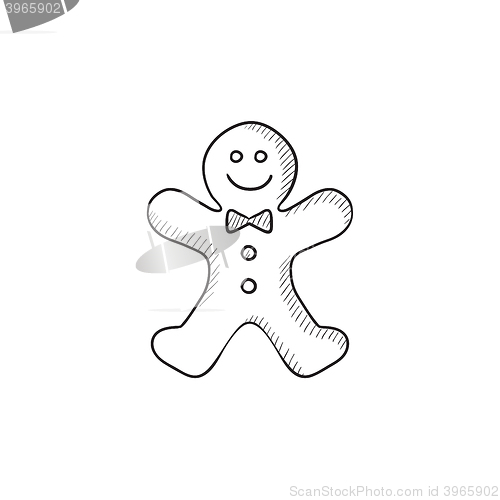 Image of Gingerbread man sketch icon.