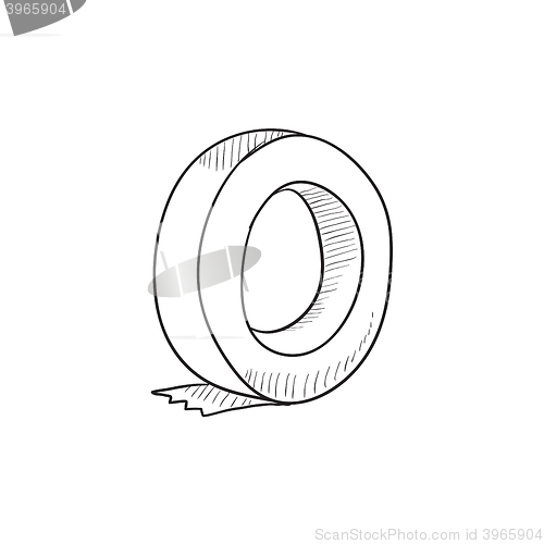 Image of Roll of adhesive tape sketch icon.