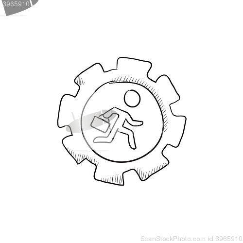 Image of Man running inside the gear sketch icon.