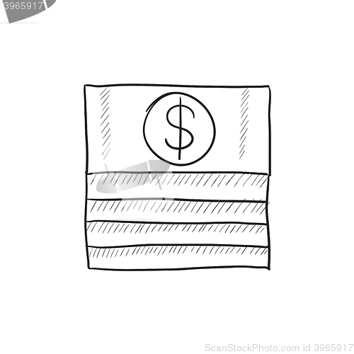 Image of Stack of dollar bills sketch icon.