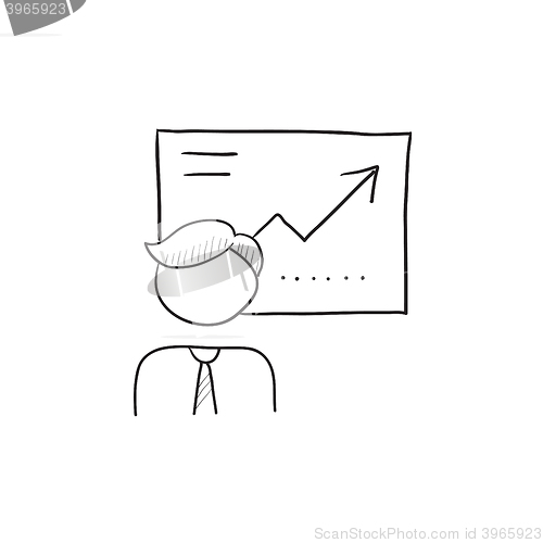 Image of Businessman with infographic sketch icon.
