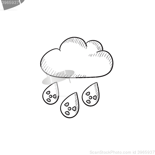 Image of Radioactive cloud and rain sketch icon.