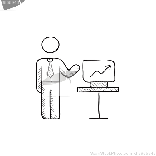 Image of Business presentation sketch icon.