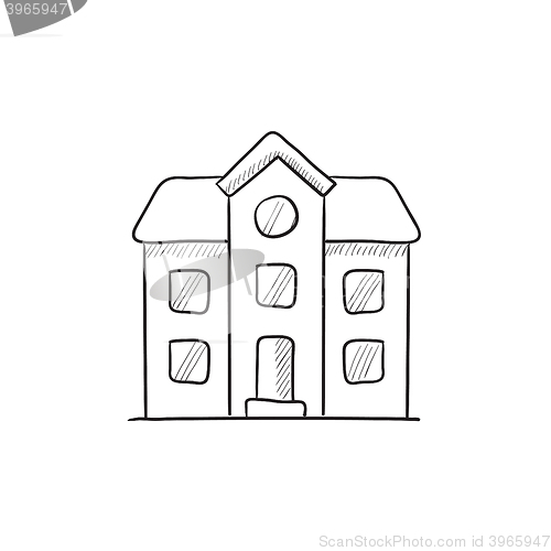 Image of Two storey detached house sketch icon.