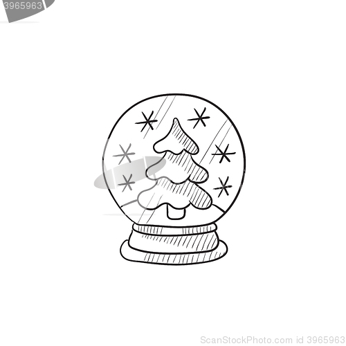 Image of Snow globe with christmas tree sketch icon.