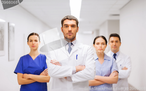 Image of group of medics or doctors at hospital