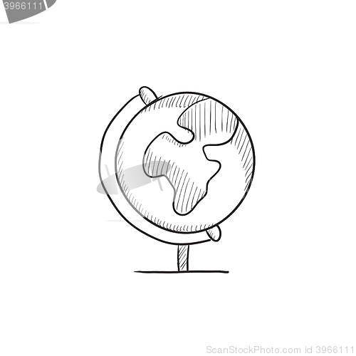 Image of World globe on stand sketch icon.