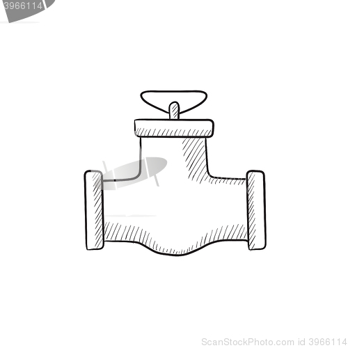 Image of Gas pipe valve sketch icon.
