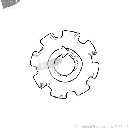 Image of Gear wheel with arrow sketch icon.