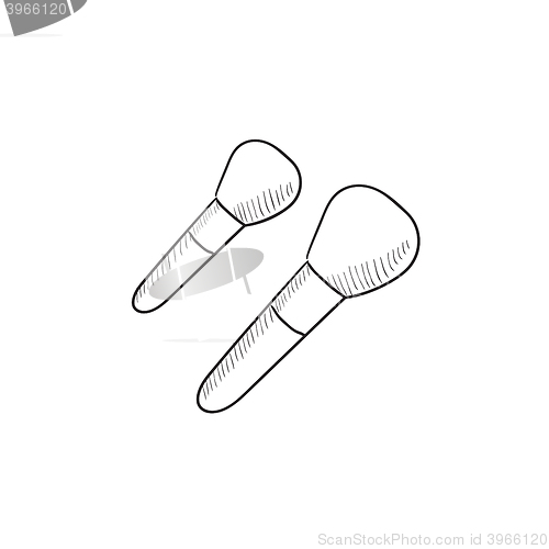 Image of Makeup brushes sketch icon.