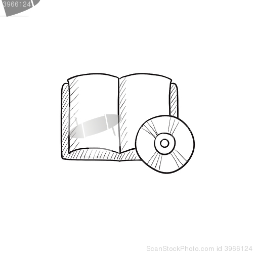 Image of Audiobook and cd disc sketch icon.