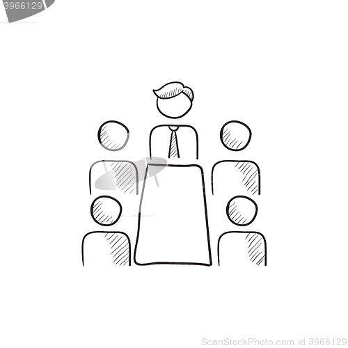 Image of Business meeting in the office sketch icon.