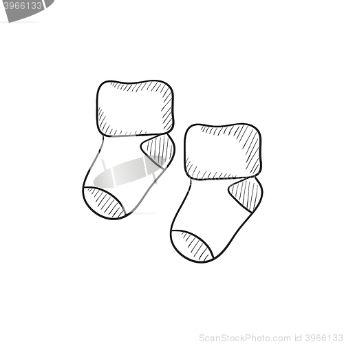 Image of Baby socks sketch icon.