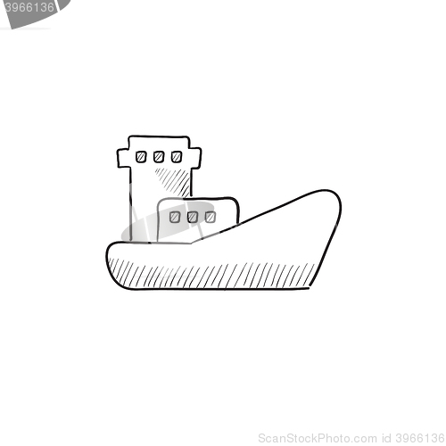 Image of Cargo container ship sketch icon.