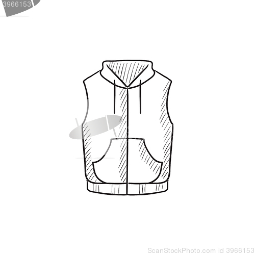 Image of Vest down jacket sketch icon.