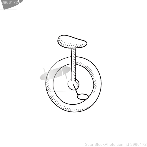 Image of One wheel bicycle sketch icon.