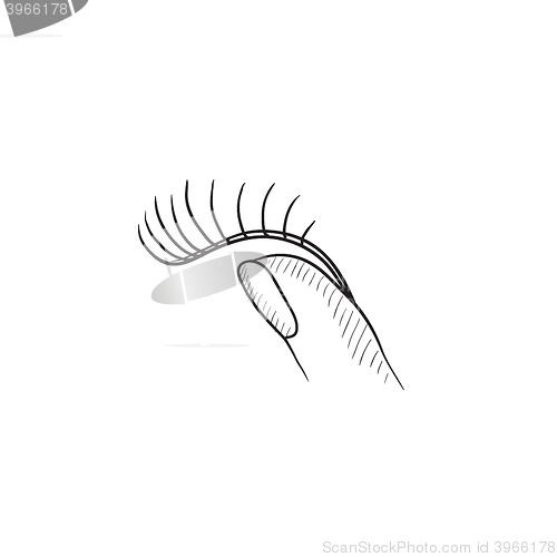 Image of False eyelashes sketch icon.