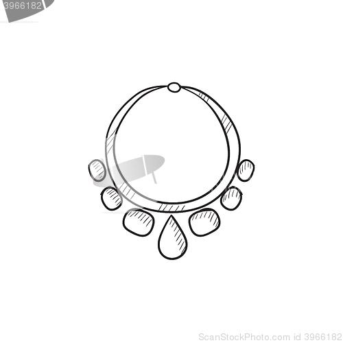 Image of Necklace with gems sketch icon.