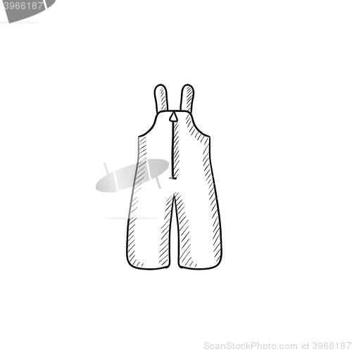 Image of Baby winter overalls sketch icon.