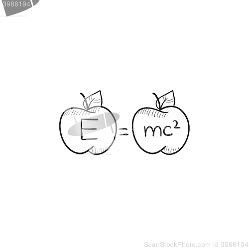 Image of Two apples with formulae sketch icon.