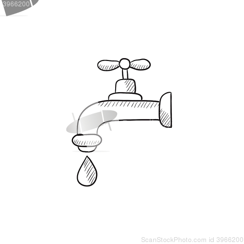 Image of Dripping tap with drop sketch icon.