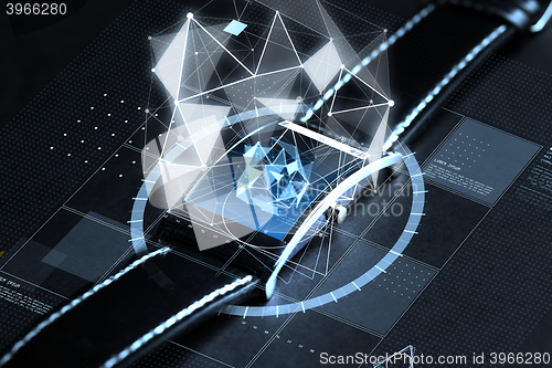 Image of close up of smart watch with polygonal projection