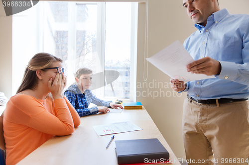 Image of group of students and teacher with test results