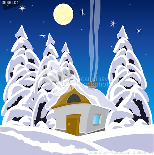 Image of House in wood in winter