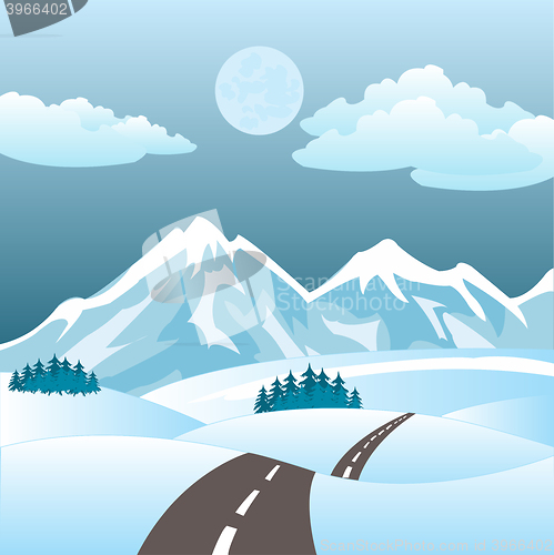 Image of Illustration of the road in winter
