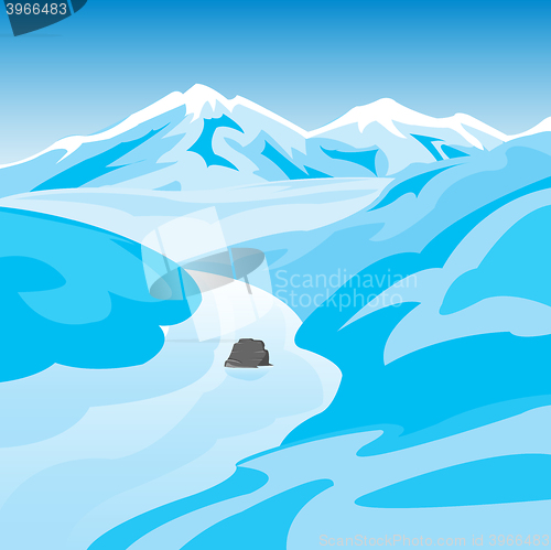 Image of Mountains and river in winter
