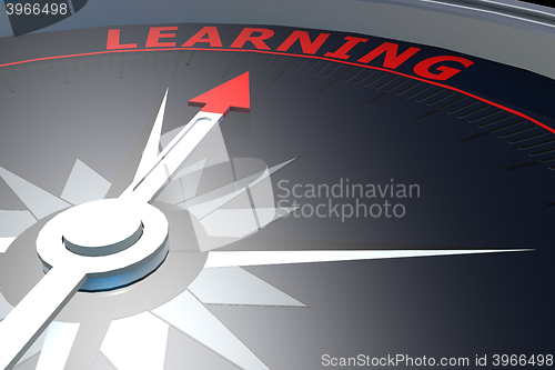 Image of Black compass with learning word on it