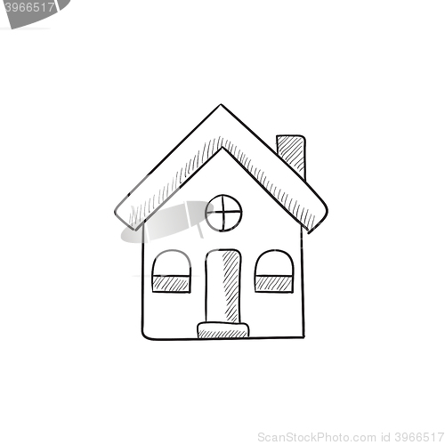 Image of Detached house sketch icon.