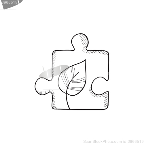 Image of Puzzle with leaf sketch icon.