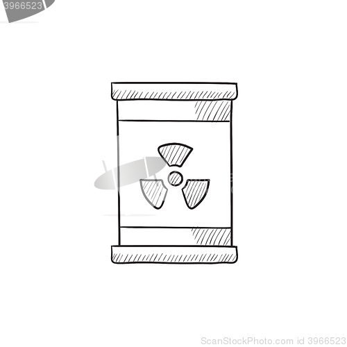 Image of Barrel with ionizing radiation sign sketch icon.