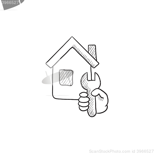 Image of House repair sketch icon.