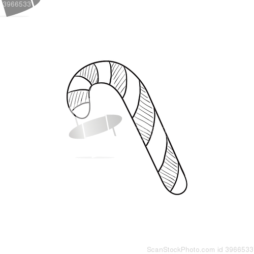 Image of Candy cane sketch icon.