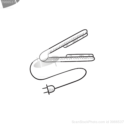 Image of Hair straightener sketch icon.