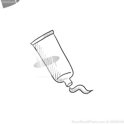 Image of Cream tube and stroke sketch icon.