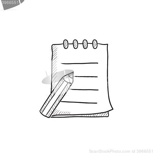 Image of Writing pad and pen sketch icon.