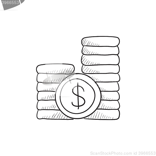 Image of Dollar coins sketch icon.
