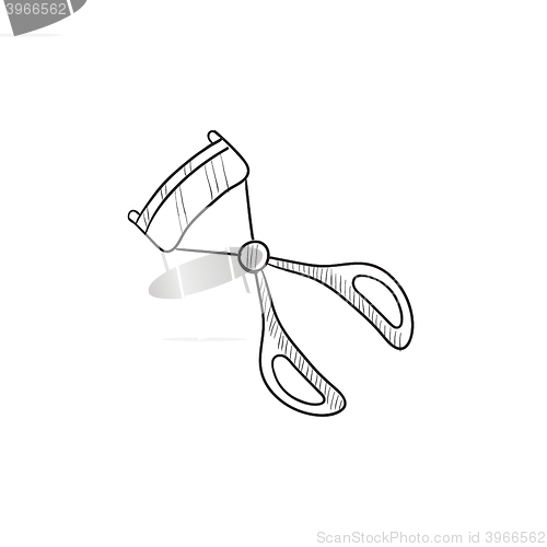 Image of Eyelash curler sketch icon.