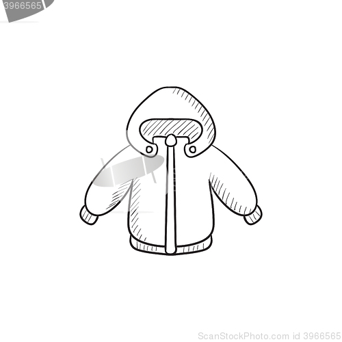 Image of Winter jacket sketch icon.