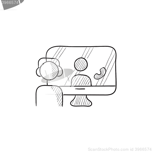 Image of Online education sketch icon.