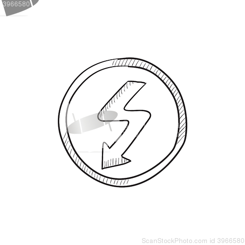 Image of Lightning arrow downward sketch icon.