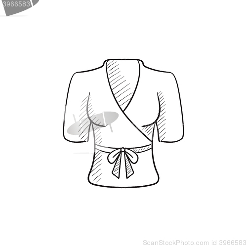 Image of Short female bathrobe sketch icon.