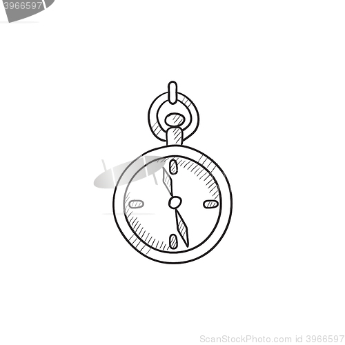 Image of Pocket watch sketch icon.