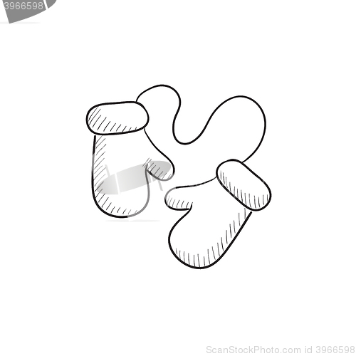 Image of Baby mittens sketch icon.