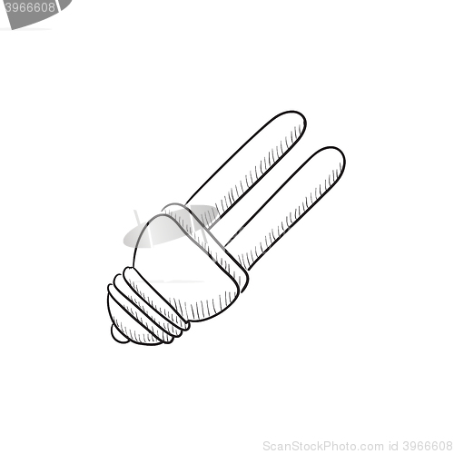 Image of Energy saving light bulb sketch icon.