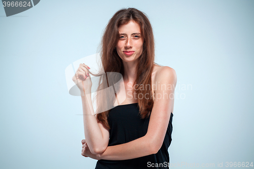 Image of The young woman\'s portrait with happy emotions