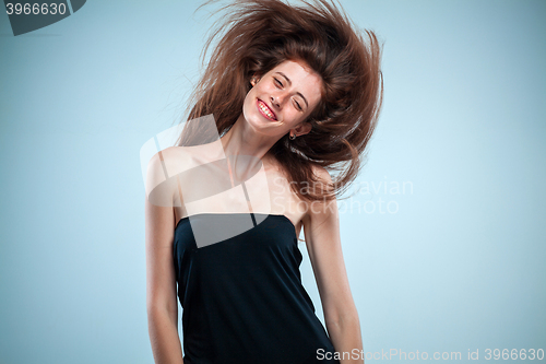 Image of The young woman\'s portrait with happy emotions